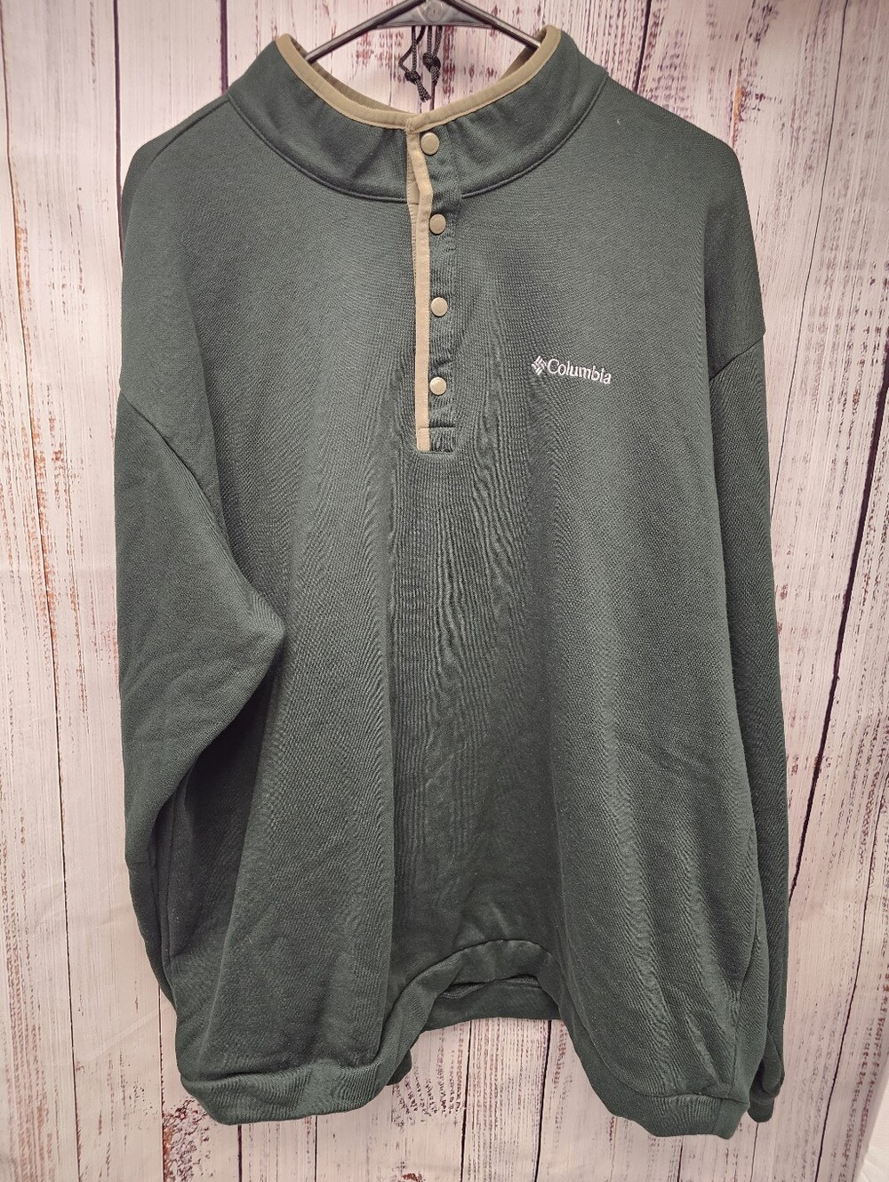 Columbia Sportswear Men's Size XXL Cozy Dark Green Snap-Placket Fleece Sweatshir